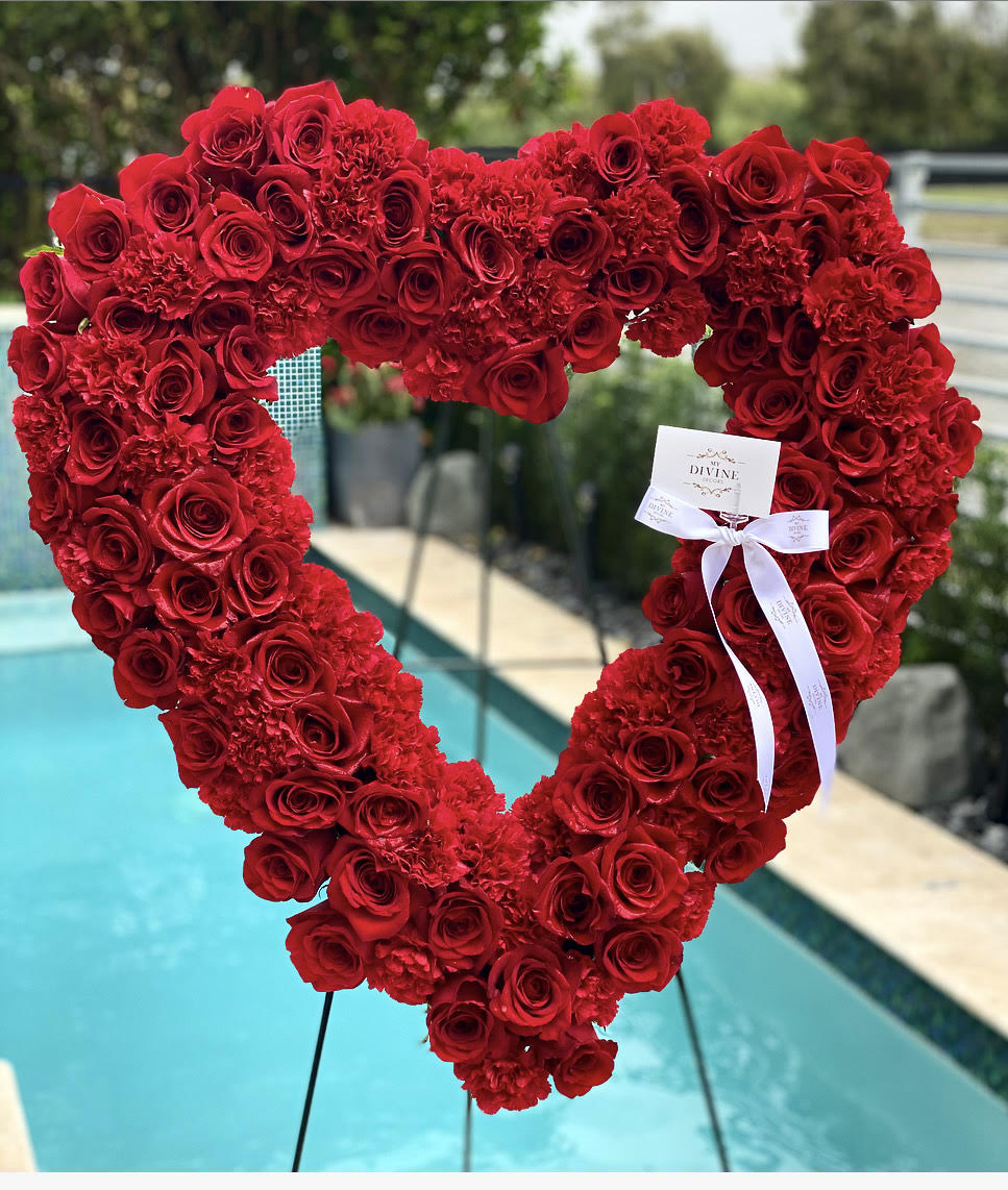 Large Red Heart Wreath - My Divine Decors Flower Boutique - Flower